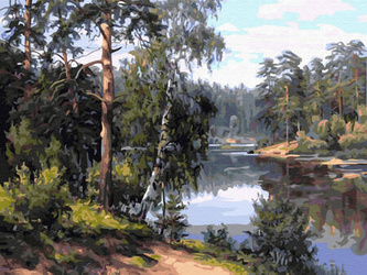 Haft Diamentowy Bez Ramy Leśna Rzeka Potok 30x40 Mozaika Diamentowa 5D