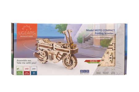 Moto Compact. Składany Skuter Puzzle 3d Drewniany Model Do Składania