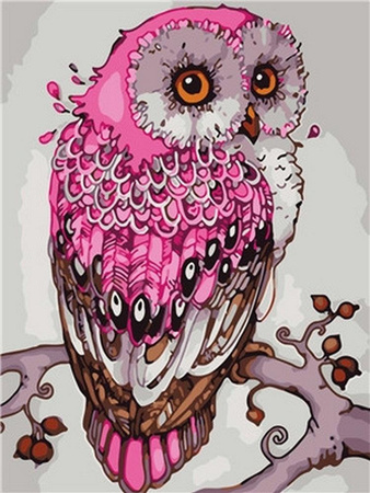 Różowa sowa 30x40cm