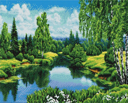 Zestaw kreatywny Diamentowa Mozaika Lato nad rzeką 40cm*50cm,