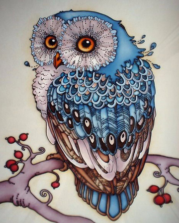 5D Sowa Na Gałęzi Diamond Painting Mozaika 40x30 cm Kwadratowe