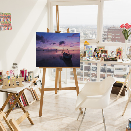 Łódź w świetle zmierzchu