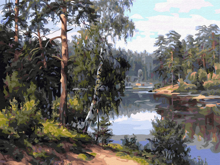 Haft Diamentowy Bez Ramy Leśna Rzeka Potok 30x40 Mozaika Diamentowa 5D