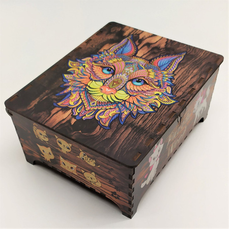 WOOD PUZLE Puzzle Drewniane Kot Leśny Z Elementami Zwierząt 420x380mm. 165 elementów