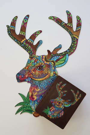 Drewniane Puzzle JELEŃ Z Elementami Zwierząt 161 el Rozmiar 343х485 mm