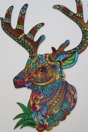 Drewniane Puzzle JELEŃ Z Elementami Zwierząt 161 el Rozmiar 343х485 mm