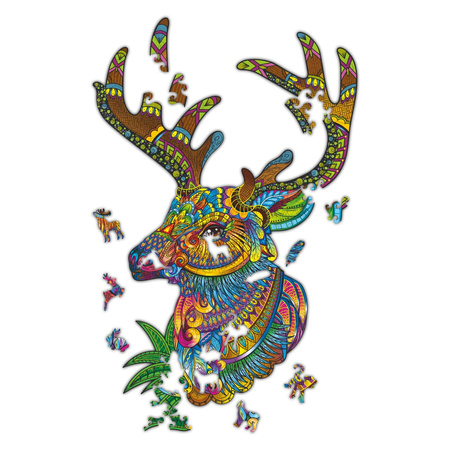 Drewniane Puzzle JELEŃ Z Elementami Zwierząt 161 el Rozmiar 343х485 mm