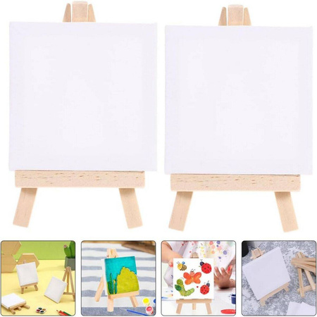 10x Mała Sztaluga + 10x Mini Płótno Malarskie 7x7 cm