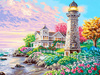 Latarnia Morska o zachodzie słońca 40x30cm Diamentowa Mozaika
