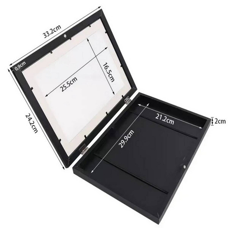 2x Ramka Artystyczna Na Obrazki I Zdjęcia Dla Dzieci Drewniana Otwierana Czarna A4 34x25cm