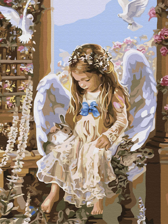 Haft Diamentowy Bez Ramy Mały Aniołek 30x40 Mozaika Diamentowa 5D