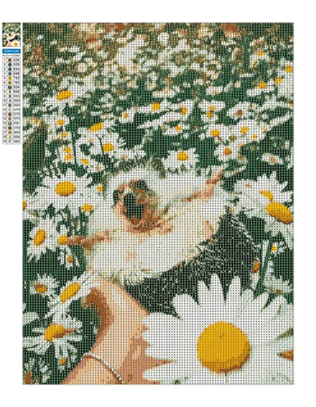 Haft Diamentowy Bez Ramy Jeż w stokrotkach 30x40 Mozaika Diamentowa 5D