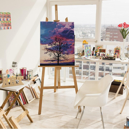 Jesień Na Tle Fioletowego Nieba Malowanie Po Numerach