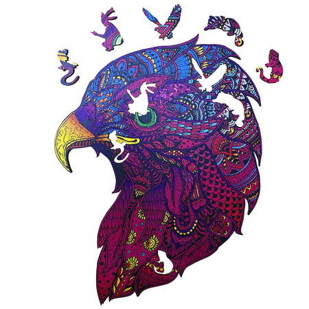 Drewniane Puzzle The freedom hawk Z Elementami Zwierząt 152 el. 34x25 cm