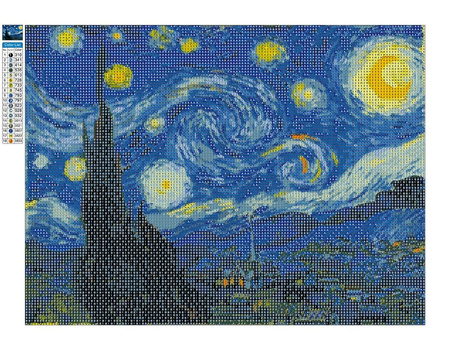Haft Diamentowy Bez Ramy Van Gogh Gwiaździsta Noc 30x40 Mozaika Diamentowa 5D