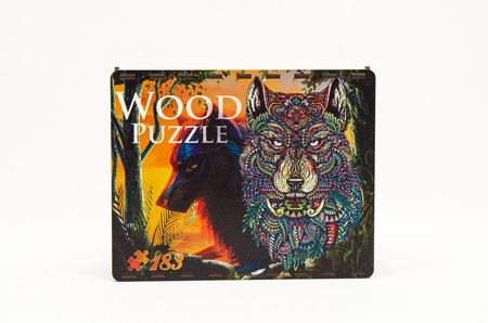 Puzzle Drewniane Dla Dorosłych Na Prezent Wilk Z Elementami Zwierząt 183 el. Rozmiar 450x310 mm