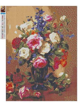 Haft Diamentowy Bez Ramy Róże i piwonie 30x40 Mozaika Diamentowa 5D