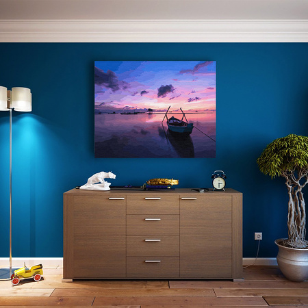 Łódź w świetle zmierzchu