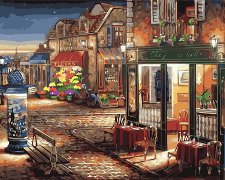 5D Kawiarnia Wieczorową Porą Diamond Painting Mozaika 40x50 cm