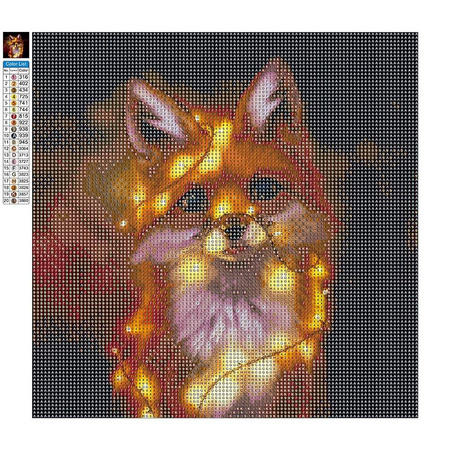 Haft Diamentowy Bez Ramy Lisek 30x30 Mozaika Diamentowa 5D