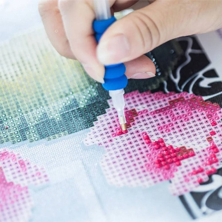 Haft Diamentowy Bez Ramy Różowe Tulipany 30x40 Mozaika Diamentowa 5D