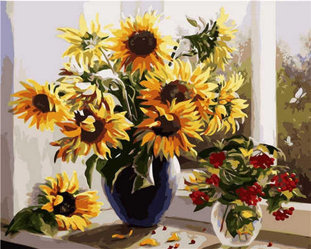 Słoneczniki na oknie