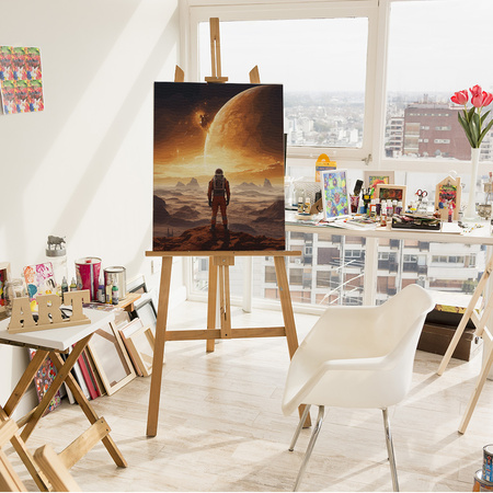 Astronauta spoglądający na obcą planetę