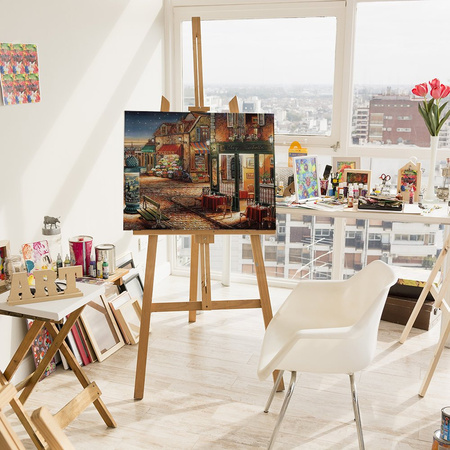 Przytulna ulica ze stolikami kawiarni 40x30cm Diamond Painting Mozaika