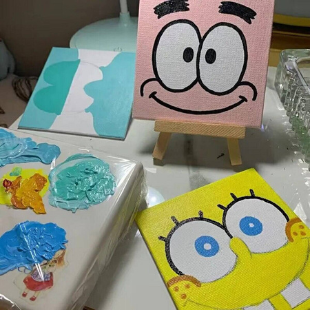 10x Mała Sztaluga + 10x Mini Płótno Malarskie 7x7 cm