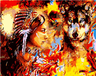 Dziewczyna z wilkiem Malowanie Po Numerach