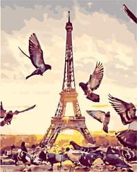 Gołębie w Paryżu Malowanie Po Numerach