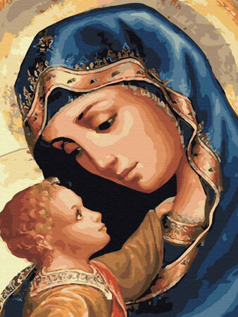 Haft Diamentowy Bez Ramy Maryja z Jezusem 30x40 Mozaika Diamentowa 5D