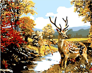 Jeleń w jesiennym lesie Malowanie Po Numerach