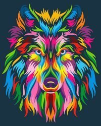 Kolorowy wilk Malowanie Po Numerach