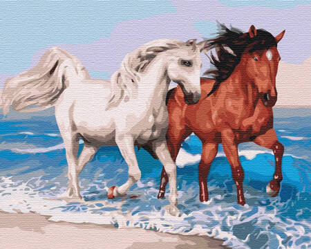 Konie na brzegu Malowanie Po Numerach