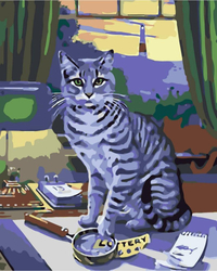 Kot na stole Malowanie Po Numerach