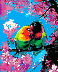 Papugi na gałęzi Malowanie Po Numerach