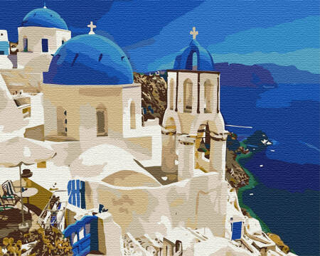 Widok Na Santorini Malowanie Po Numerach