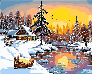 Zachód słońca zimą Malowanie Po Numerach